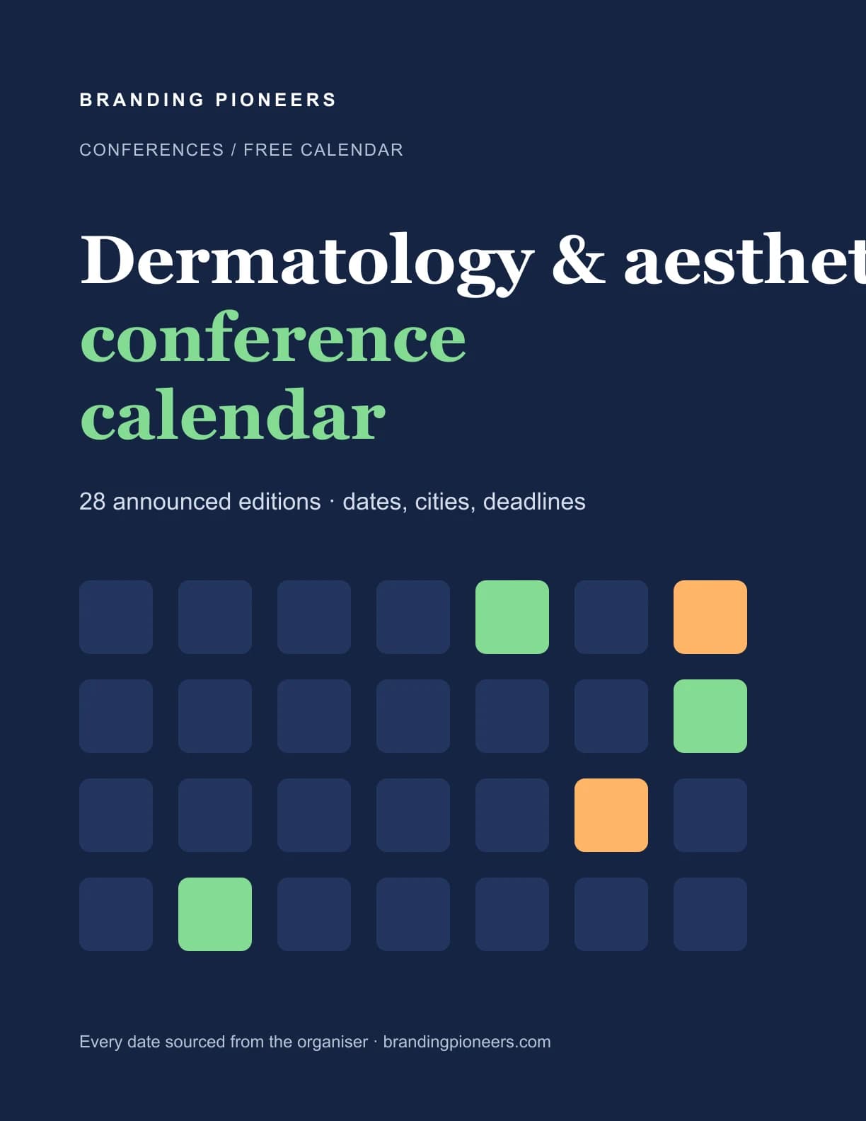 Dermatology & aesthetics Conference Calendar 2026–2027 — guide cover