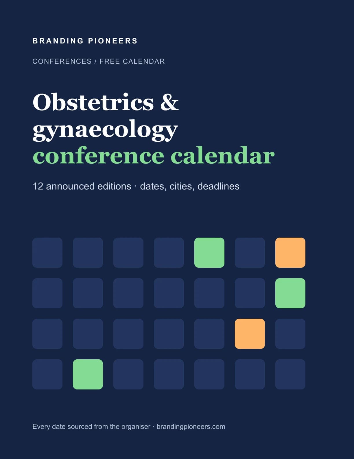 Obstetrics & gynaecology Conference Calendar 2026–2027 — guide cover