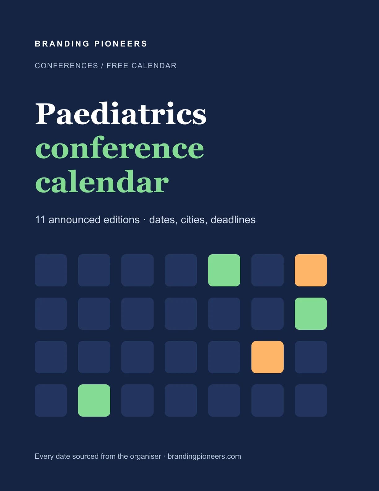 Paediatrics Conference Calendar 2026–2027 cover