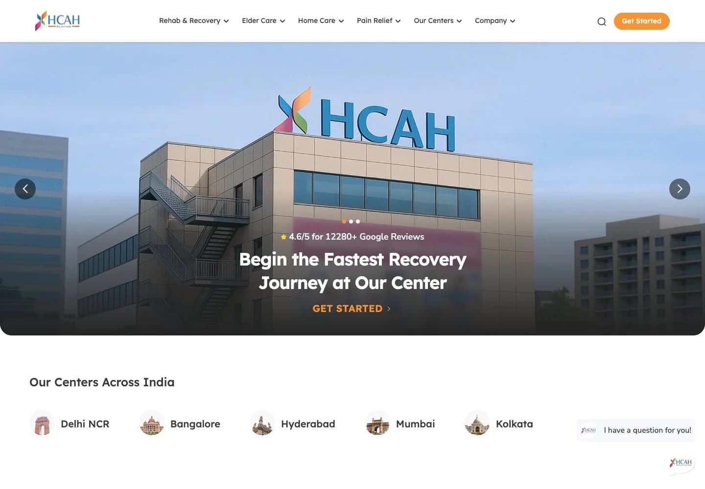 HCAH website homepage