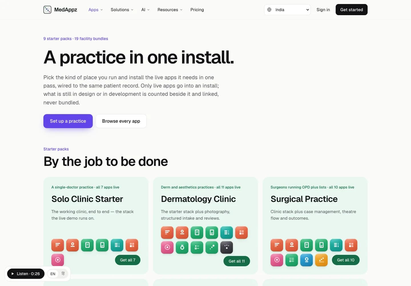 MedAppz starter packs by the job to be done