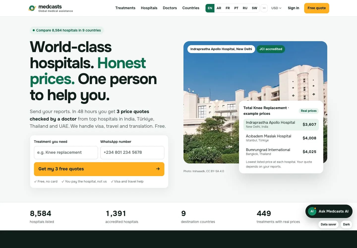 Medcasts website homepage