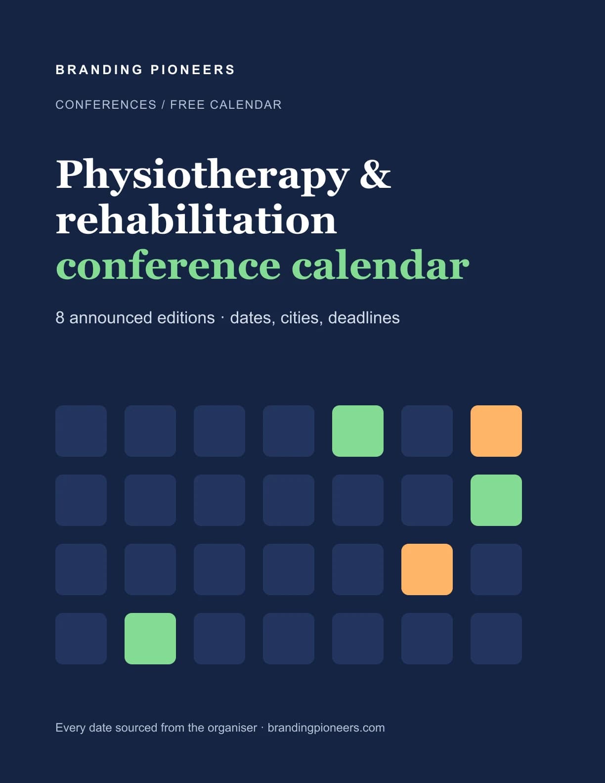 Physiotherapy & rehabilitation Conference Calendar 2026–2027 — guide cover