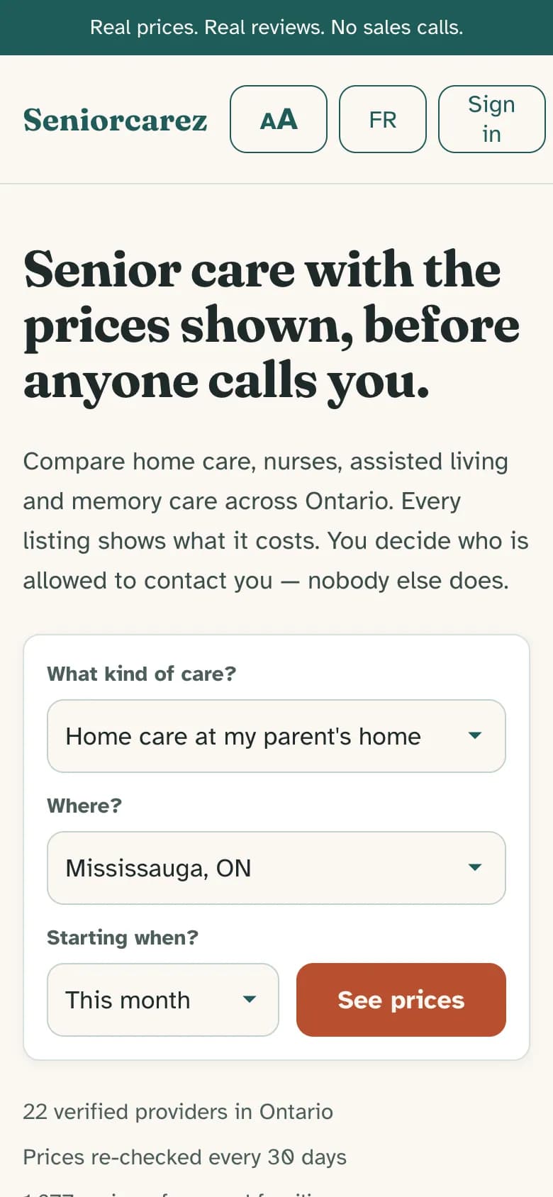 SeniorCarez on a phone
