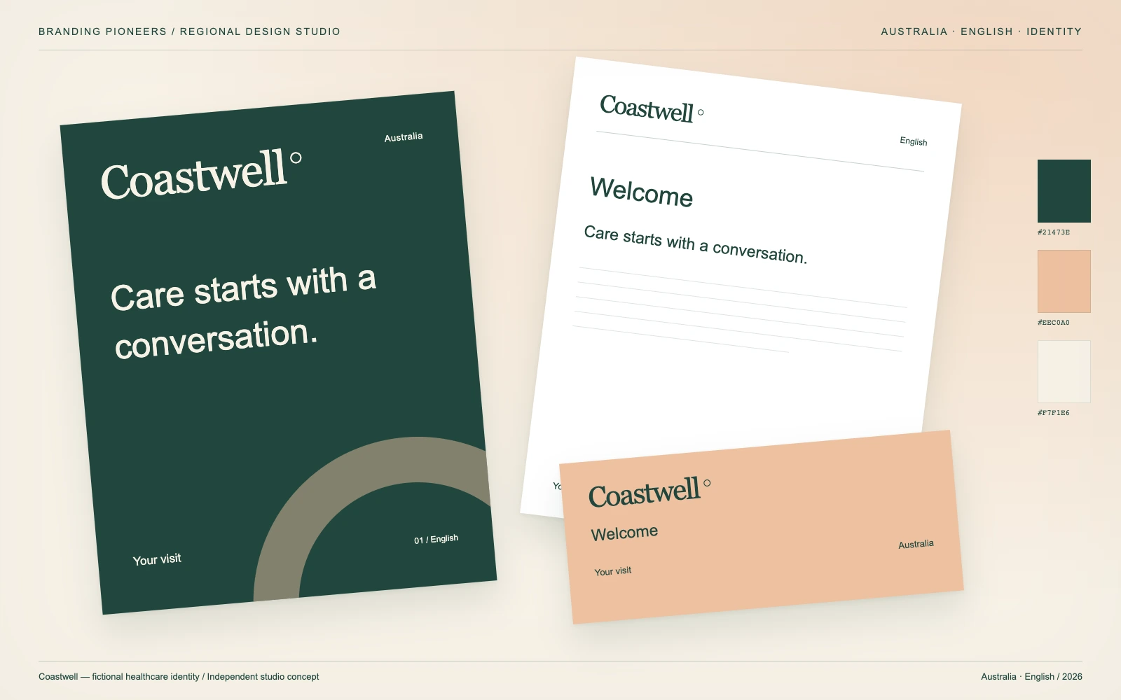 Coastwell — Australia, English: Identity & stationery. Independent studio concept.