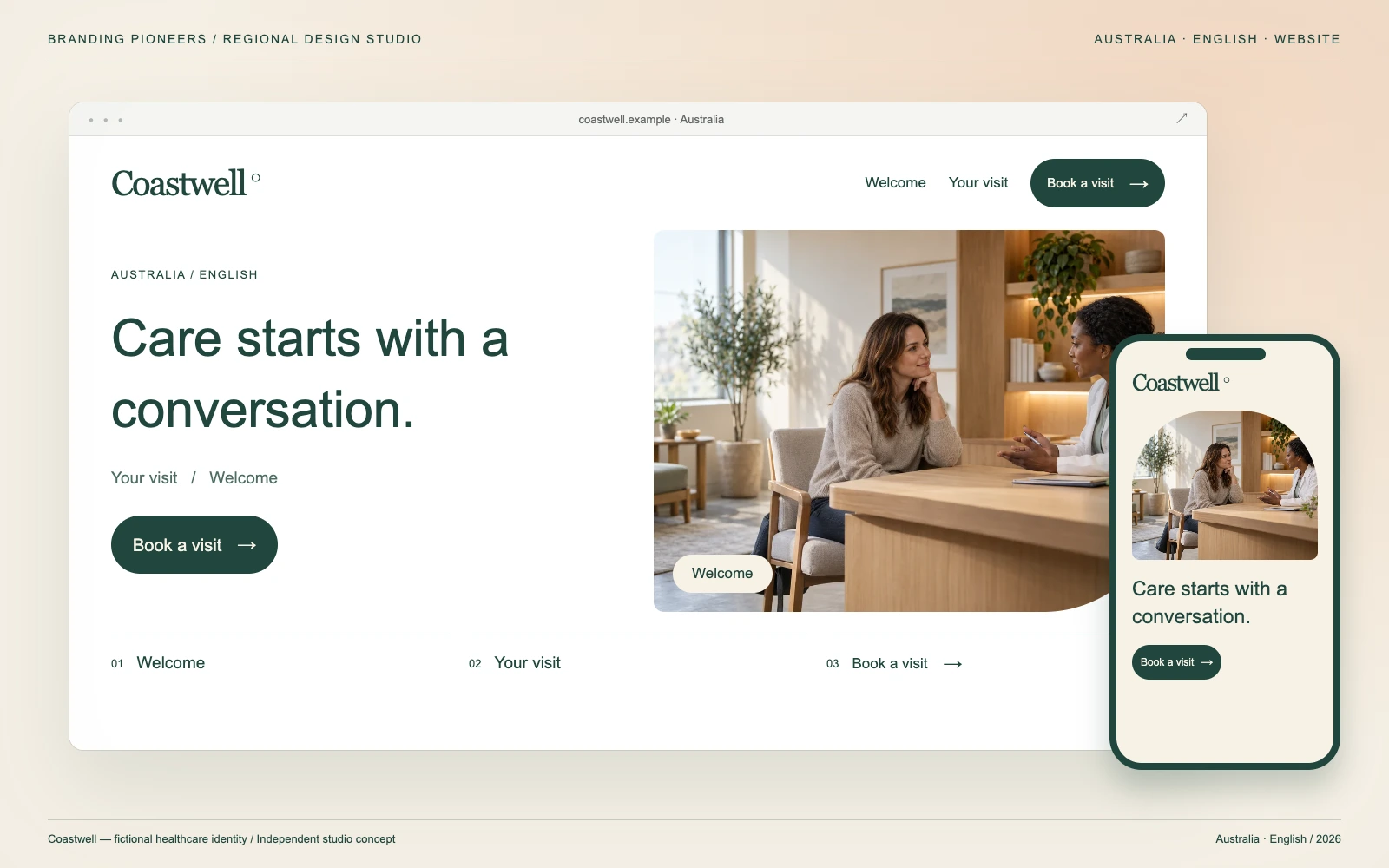 Coastwell — Australia, English: Website & mobile. Independent studio concept.