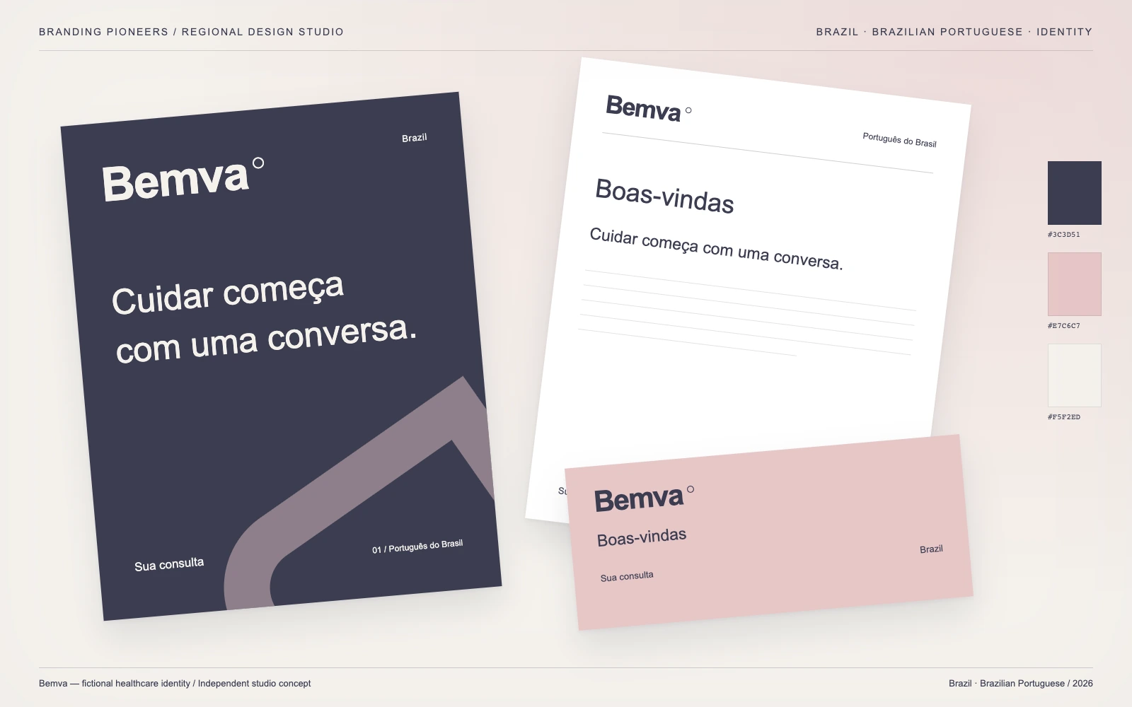 Bemva — Brazil, Brazilian Portuguese: Identity & stationery. Independent studio concept.