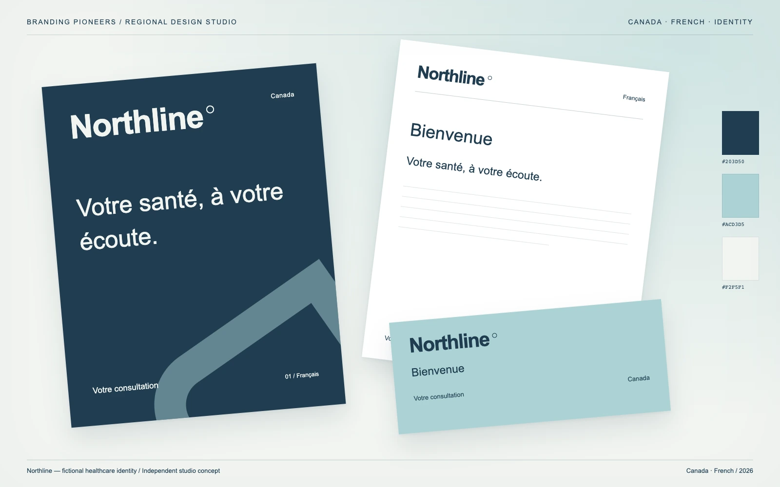 Northline — Canada, French: Identity & stationery. Independent studio concept.