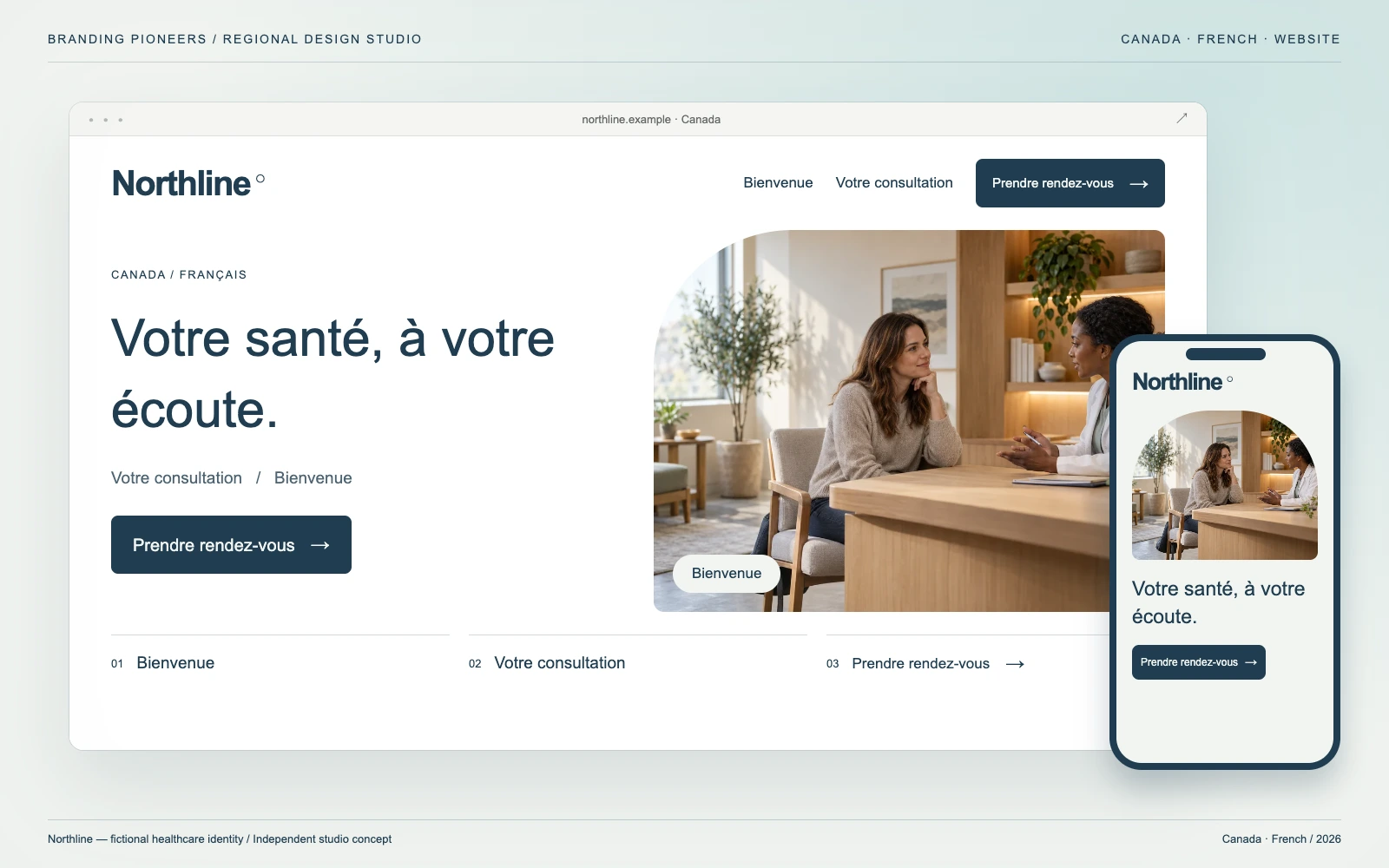 Northline — Canada, French: Website & mobile. Independent studio concept.