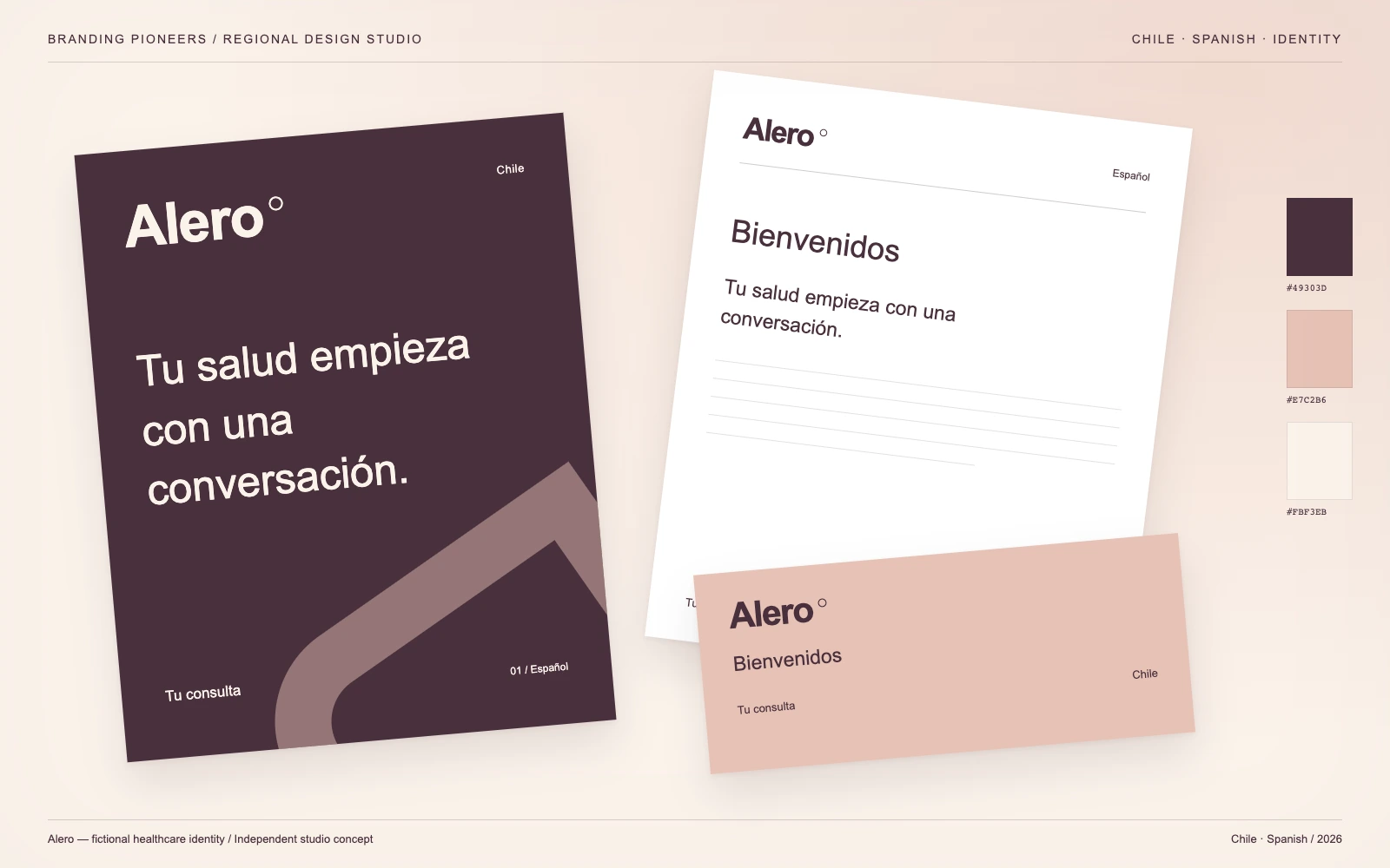 Alero — Chile, Spanish: Identity & stationery. Independent studio concept.