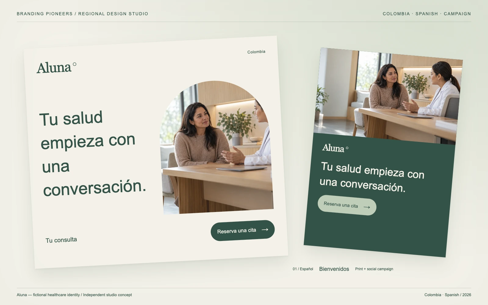 Aluna — Colombia, Spanish: Print & social campaign. Independent studio concept.