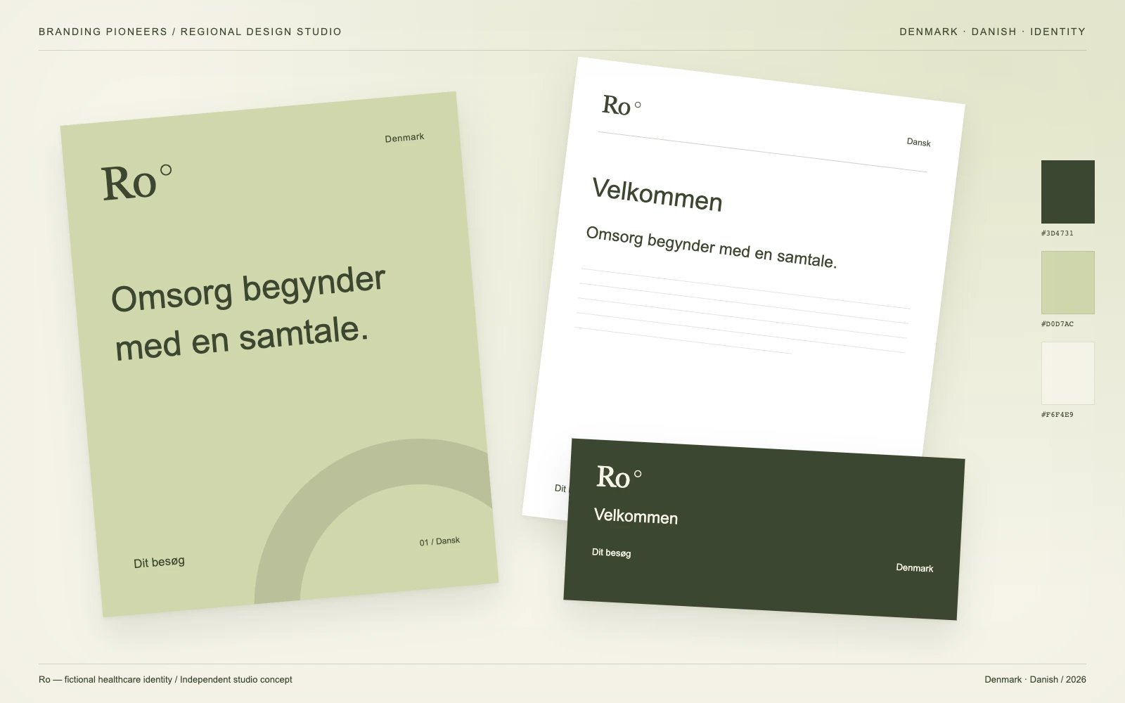 Ro — Denmark, Danish: Identity & stationery. Independent studio concept.