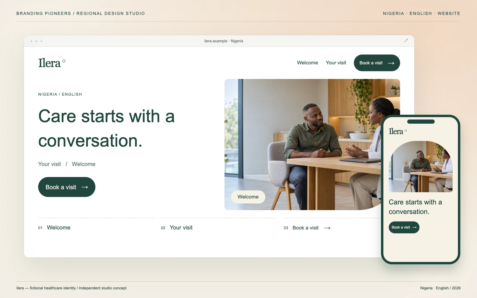 Ilera — Nigeria, English: Website & mobile. Independent studio concept.