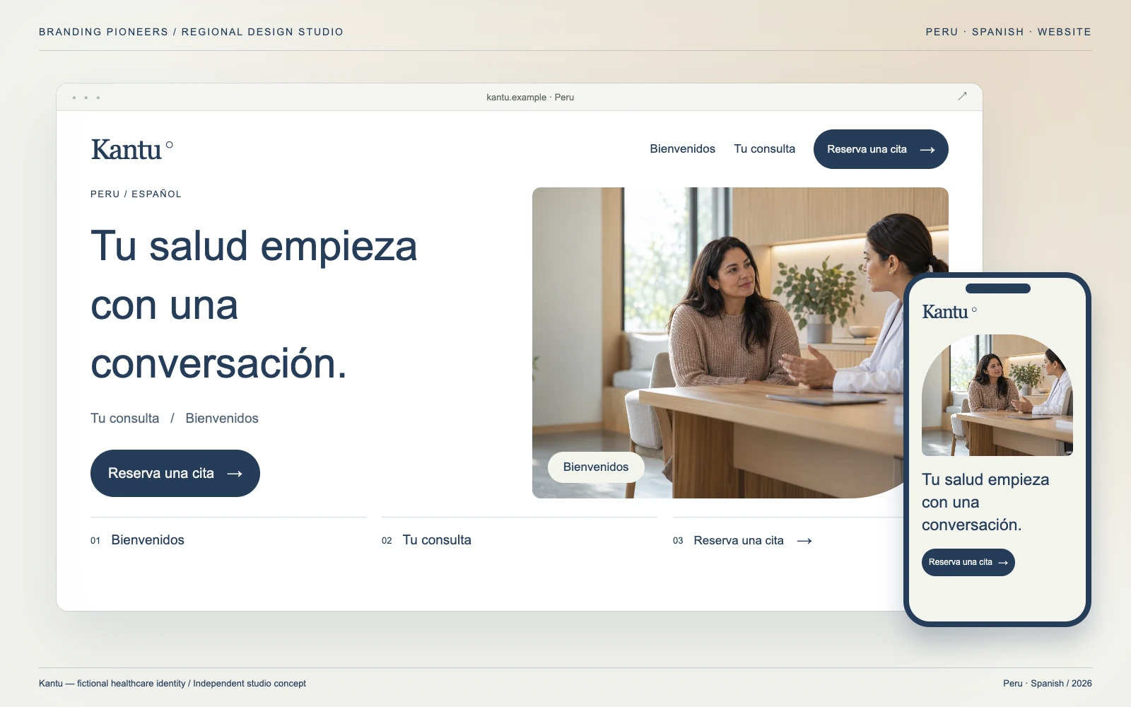 Kantu — Peru, Spanish: Website & mobile. Independent studio concept.
