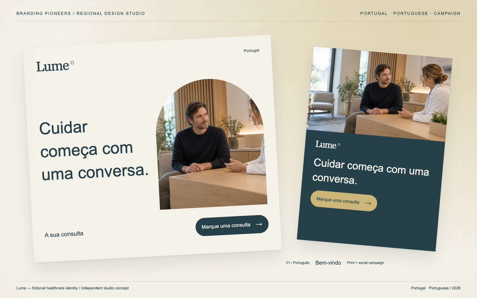 Lume — Portugal, Portuguese: Print & social campaign. Independent studio concept.