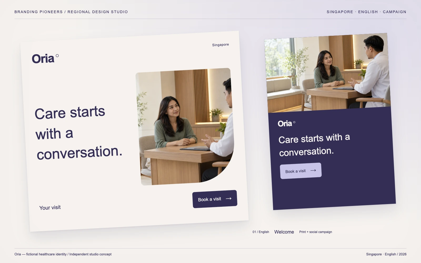Oria — Singapore, English: Print & social campaign. Independent studio concept.