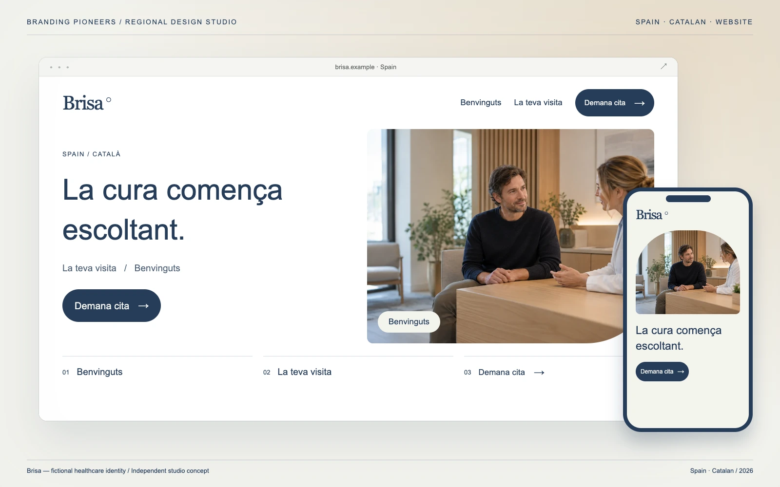 Brisa — Spain, Catalan: Website & mobile. Independent studio concept.