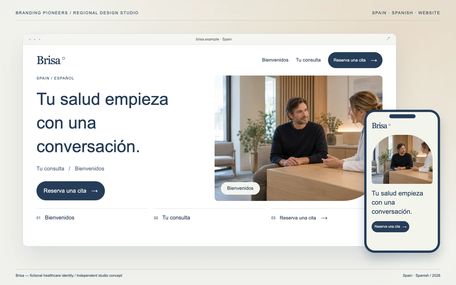 Brisa — Spain, Spanish: Website & mobile. Independent studio concept.