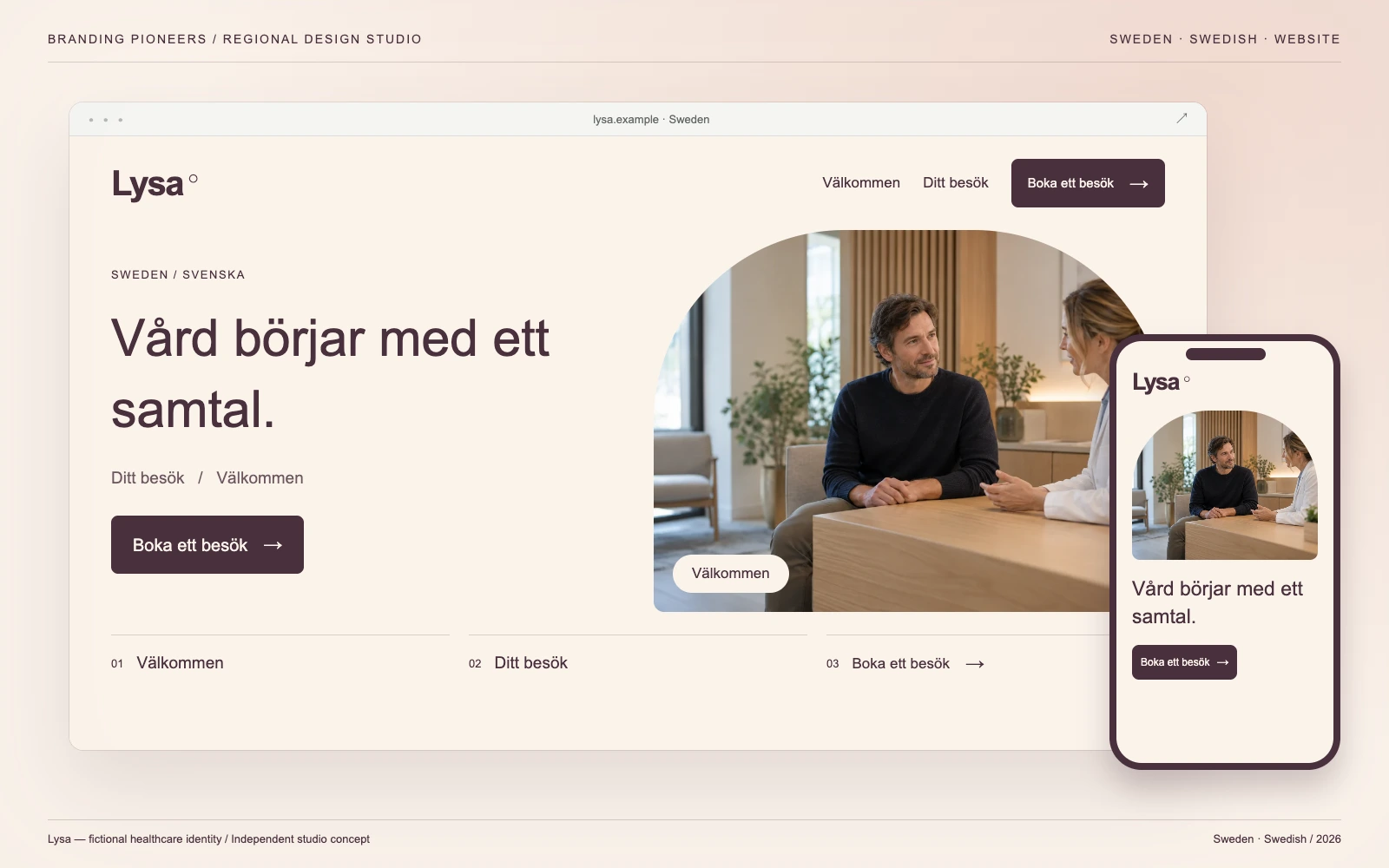 Lysa — Sweden, Swedish: Website & mobile. Independent studio concept.