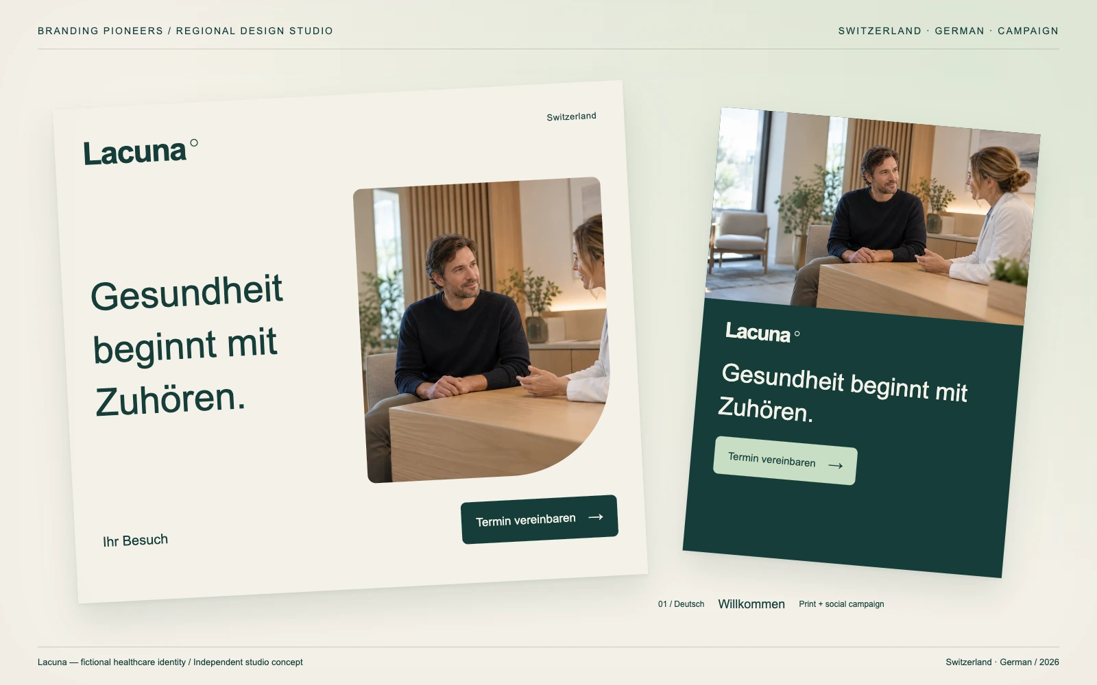 Lacuna — Switzerland, German: Print & social campaign. Independent studio concept.