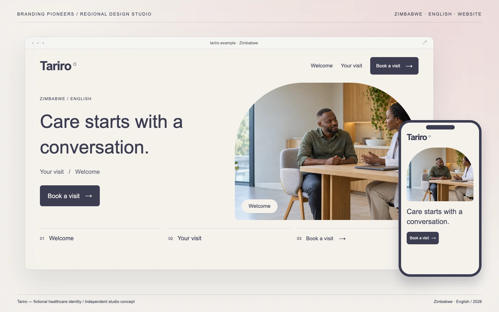 Tariro — Zimbabwe, English: Website & mobile. Independent studio concept.
